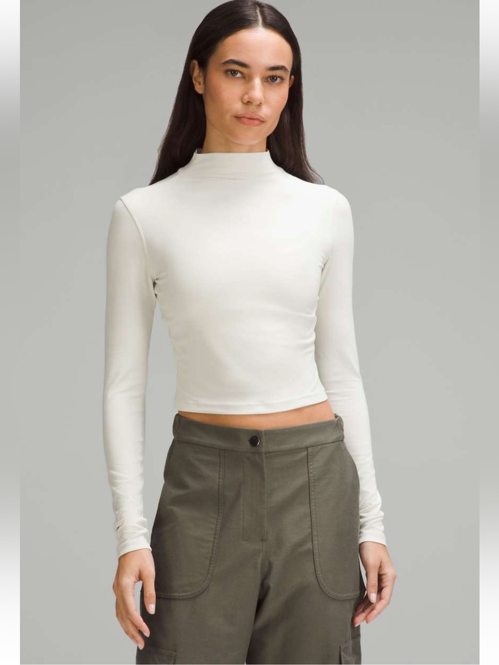 lululemon athletica Cream Cropped Long Sleeve Top